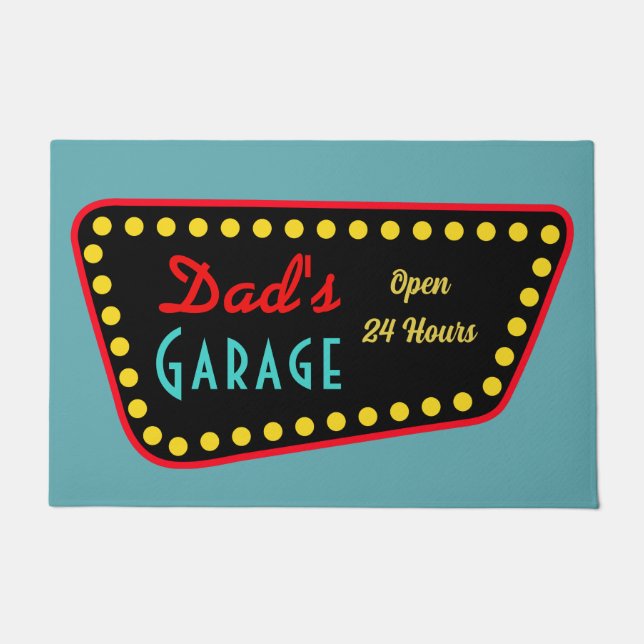 Felpudo Retro Dad's Garage Sign Doormat  (Anverso)