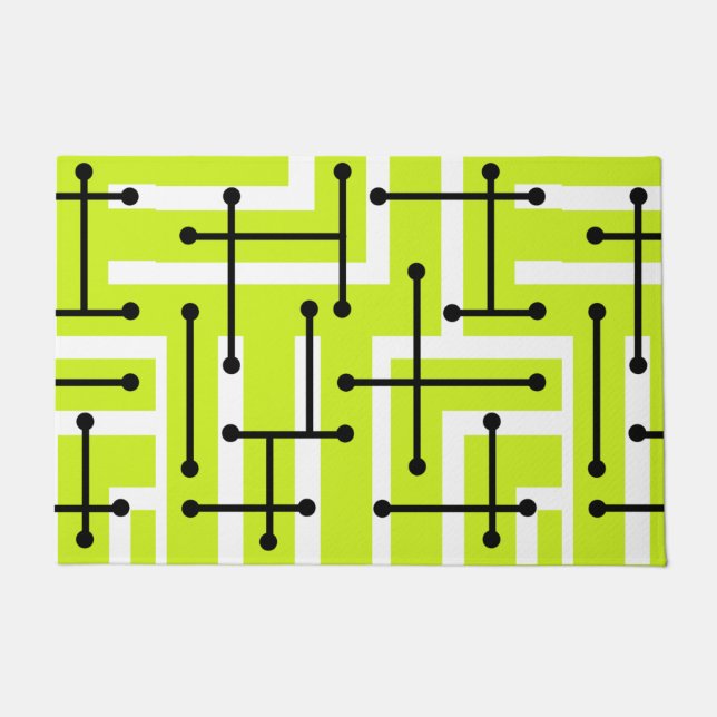 Felpudo Retro Geométrico Art Maze Chartreuse (Anverso)