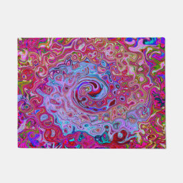 Felpudo Retro Groovy Resumen Lavender y Mágenta Swirl