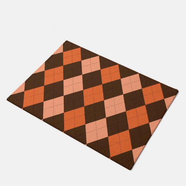 Felpudo Retro Naranja y Brown Autumn Argyle (Angular)