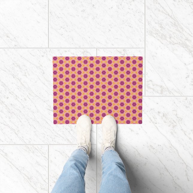 Felpudo Retro Pink and Orange Modern Geometric Pattern (Interior)