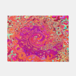 Felpudo Retro Resumen de la barra de coral y mármol púrpur