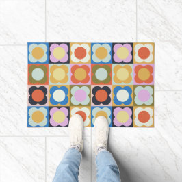 Felpudo Retro Scandi Style Flowers - Scandinavian pattern 