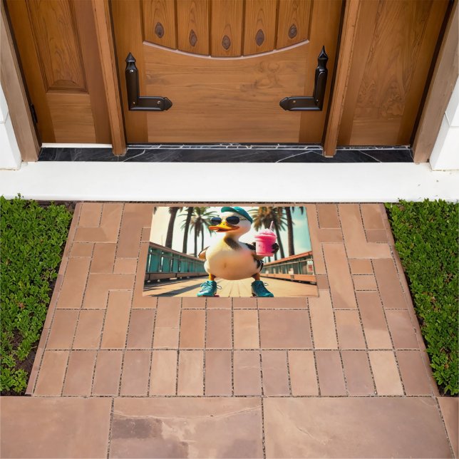 Felpudo Retro Summer Funny Roller Duck (Exterior)