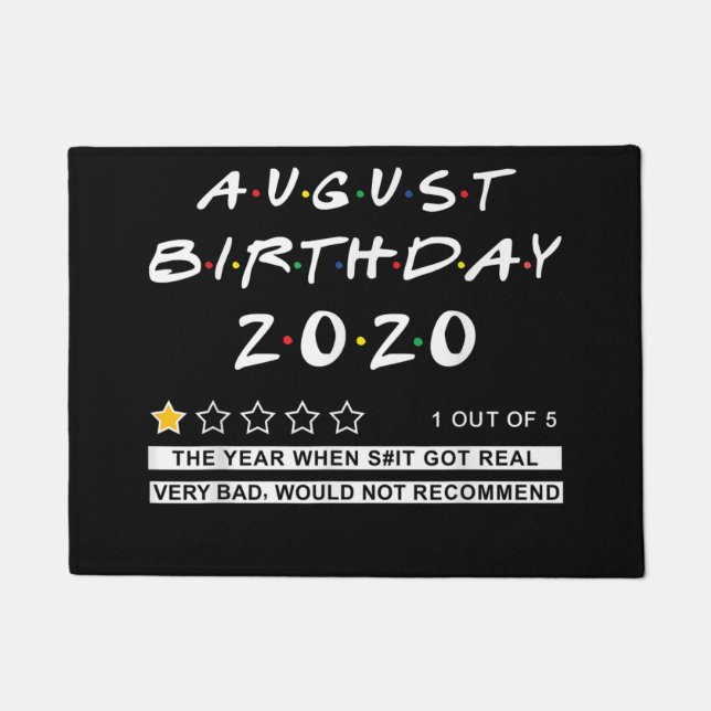 Felpudo Revisión de 2020 Cumpleaños de Agosto Muy Mal (Anverso)
