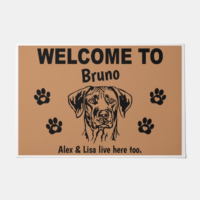 Felpudo Rhodesian Ridgeback Welcome Personalized Custom  (Anverso)