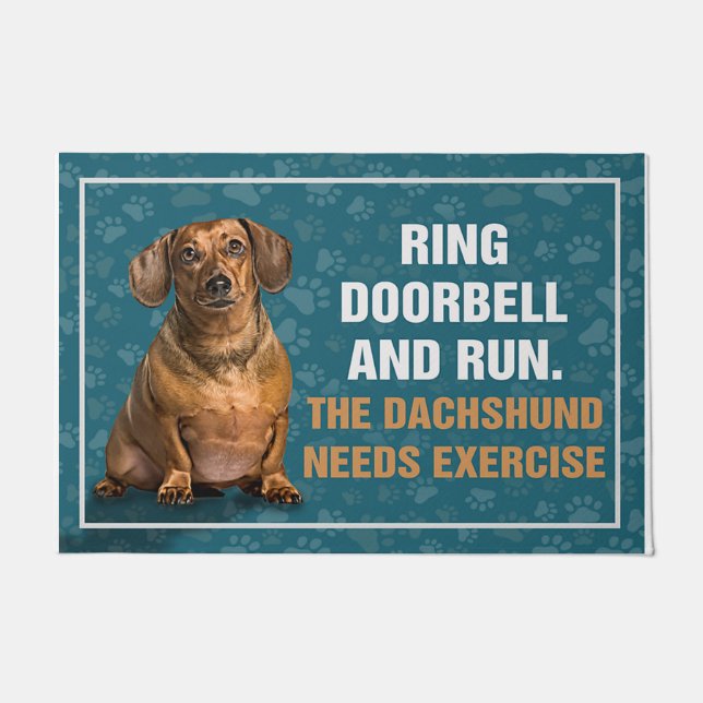 Felpudo Ring The Doorbell And Run, The Dachshund Cute (Anverso)