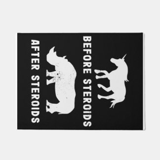 Felpudo Rinoceronte unicornio gracioso antes de esteroides