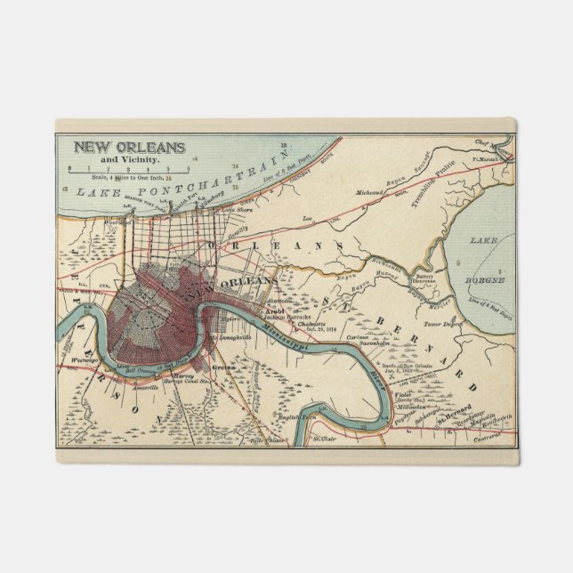 Felpudo Río Misisipi, Mapa de Nueva Orleans, (Anverso)