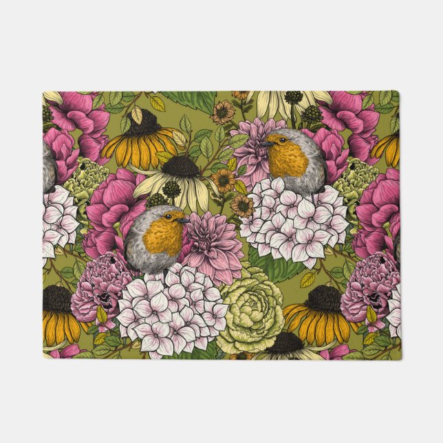 Felpudo Robins en el jardín 2 (Anverso)