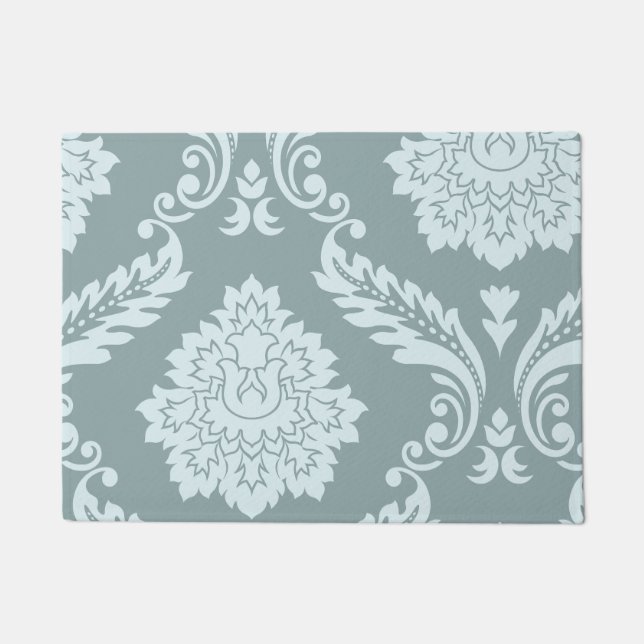 Felpudo Rococo Damask Art I Duck Egg Blue+Teal (Anverso)