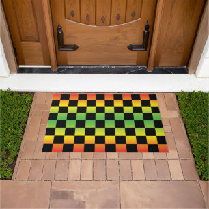 Felpudo Rojo Amarillo Verde Rasta Ombre Checkerboard