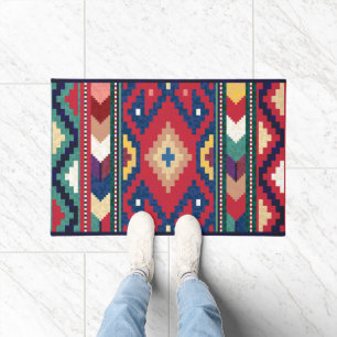 Felpudo Rojo Azul Verde Amarillo Blanco Rumbo Kilim