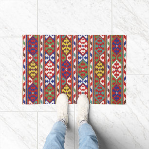 Felpudo Rojo Azul Verde Amarillo Blanco Rumbo Kilim