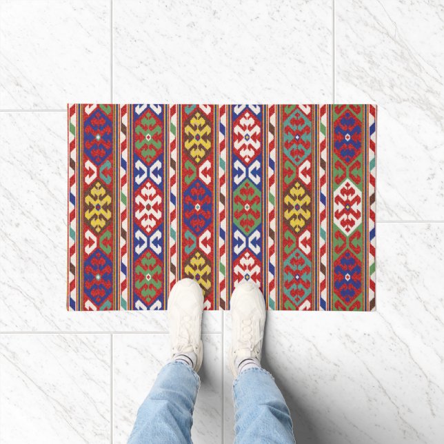 Felpudo Rojo Azul Verde Amarillo Blanco Rumbo Kilim (Interior)