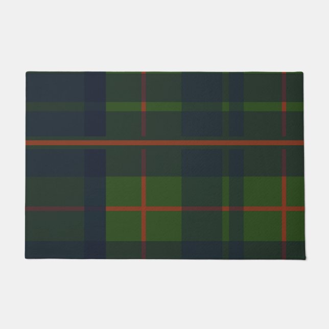 Felpudo Rojo Azul Verde Tartán Plaid Scottish Plaid (Anverso)