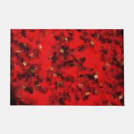 Felpudo rojo, cuadrado, geométrico, textil, estratificado,