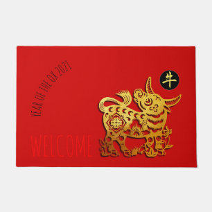 Felpudo Rojo Golden Ox Papercut Año Nuevo Chino 2021 L DM