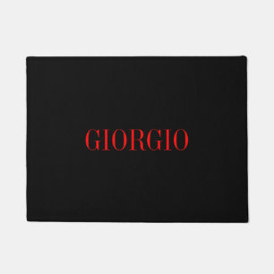 Felpudo Rojo negro tu nombre Minimalista personal moderno