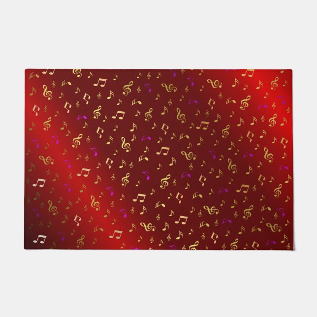 Felpudo rojo, nota, musical, melodía, música, sonido, sign (Anverso)