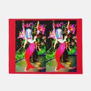 Felpudo rojo que va de fiesta sirenas