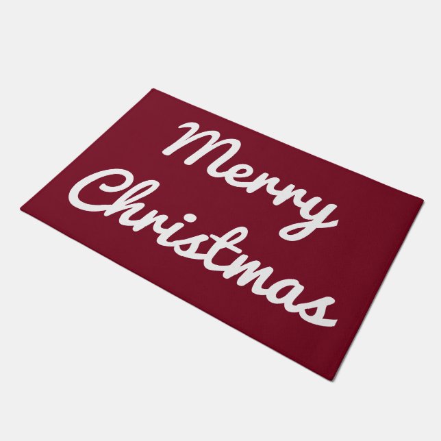 Felpudo Rojo Retro Feliz Navidad Doormat Rug (Angular)
