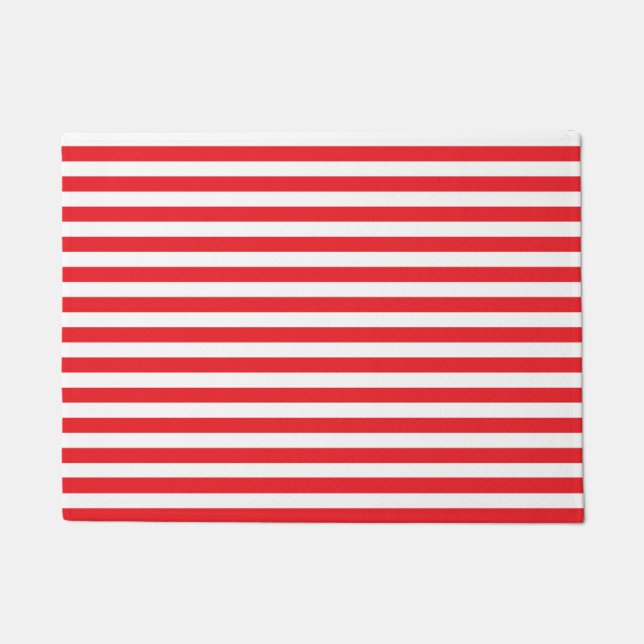 Felpudo Rojo y blanco raya el Doormat (Anverso)
