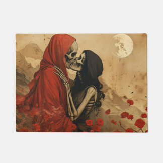 Felpudo Romantic vintage Death Kiss Skeleton in love