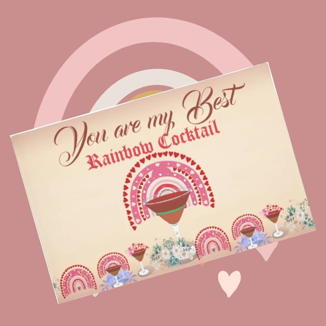 Felpudo Romántico cóctel Rainbow Valentine Heart Floral (Subido por el creador)