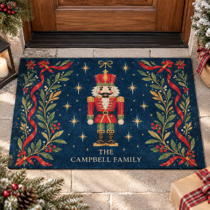 Felpudo Rompe nueces celeste vintage con apellido personal