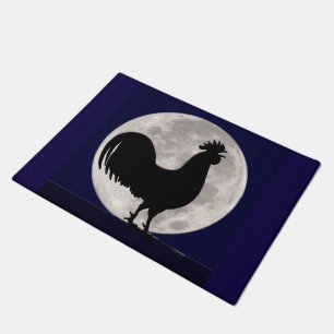 Felpudo Rooster a la luz de la luna