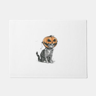 Felpudo Ropa De Cabeza De Calabaza De Gato Negro Halloween