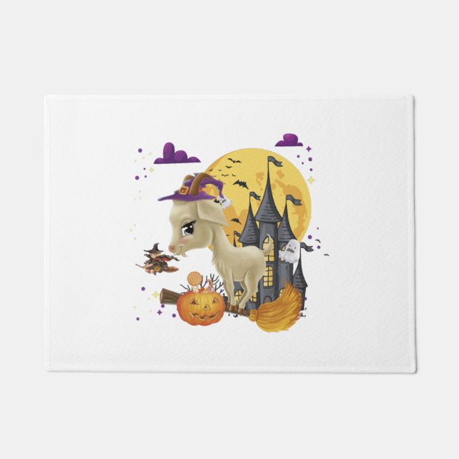 Felpudo Ropa de calabaza de baño de cabra de Halloween (Anverso)