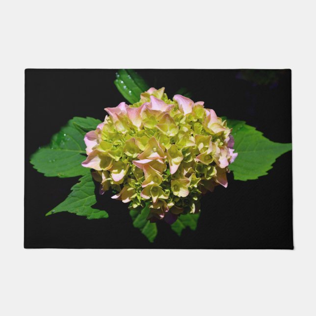Felpudo Rosa amarillo verde Hydrangea flor amarilla rosa (Anverso)