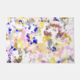 Felpudo rosa, dorado, azul, blanco, dorado, patrón textil,