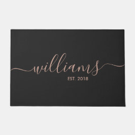 Felpudo Rosa escrito a mano Gold Family Name Welcome Mat