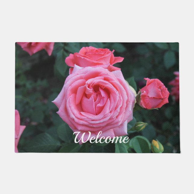 Felpudo Rosa Garden Welcome Mat (Anverso)