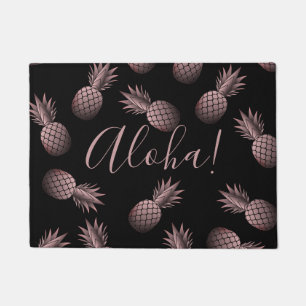 Felpudo Rosa Gold Pineapples Hawaiian Aloha