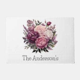 Felpudo Rosa morado rosado Peonies Flor floral