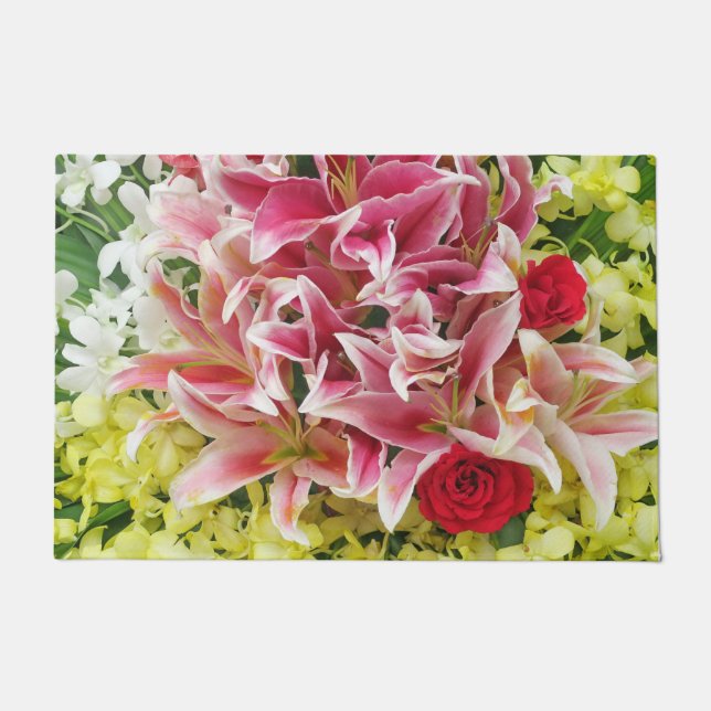 Felpudo rosa,namaste,meditación,zen,tienda,planta,naturale (Anverso)