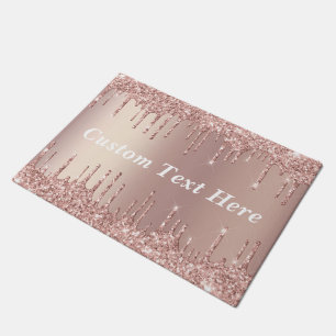 Felpudo Rosa Oro Purpurina Rubor Perfora Doormat Personali