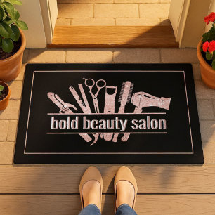 Felpudo Rosa Purpurina de oro Salón de belleza Hairstylist