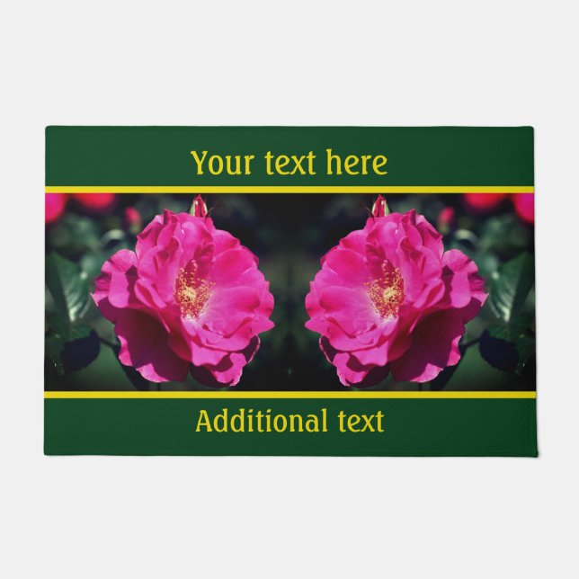 Felpudo Rosa Rosa Rosa En Pleno Bloom Cierre Personalizado (Anverso)