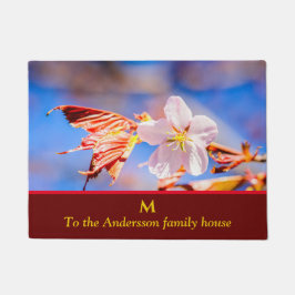 Felpudo Rosa Sakura Flower Blue Sky