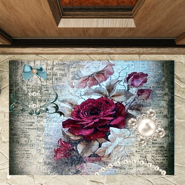 Felpudo Rosa victoriano con estilo Ephemera (Subido por el creador)