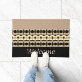 Felpudo Rosa Y Taupe Con Negro