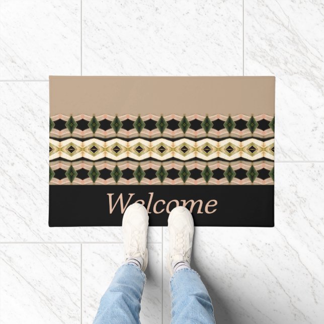 Felpudo Rosa Y Taupe Con Negro (Interior)