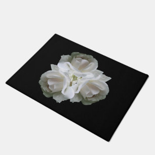Felpudo Rosas Blancas Con Gotas De Lluvia