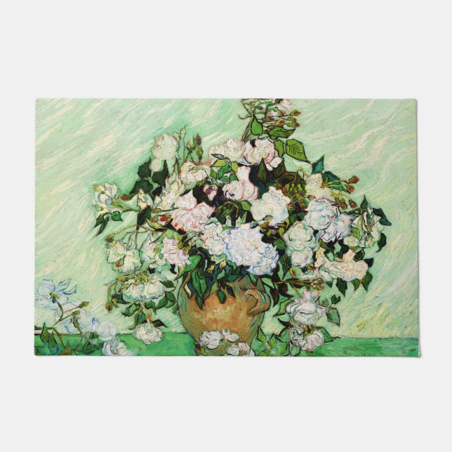 Felpudo Rosas de Vincent Van Gogh (1890)  (Anverso)