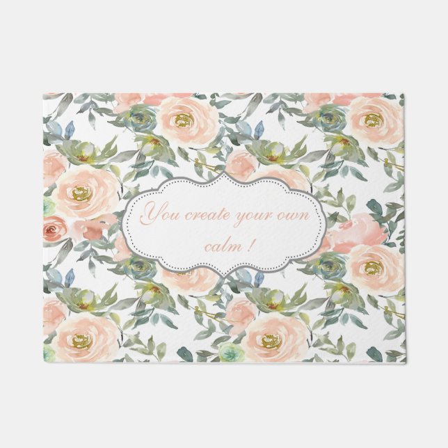 Felpudo Rosas elegantes de moda,Mensaje motivacional (Anverso)